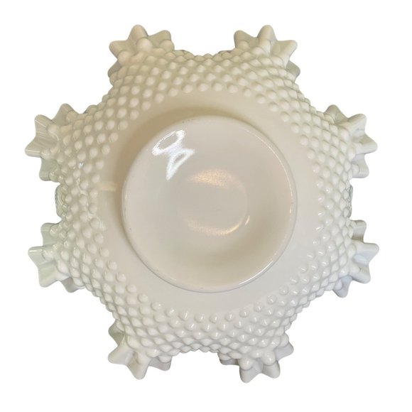 Fenton Milk Glass Bride Basket Hobnail Large 9” x 11.5” Vintage Ruffled Wave - Picture 8 of 8